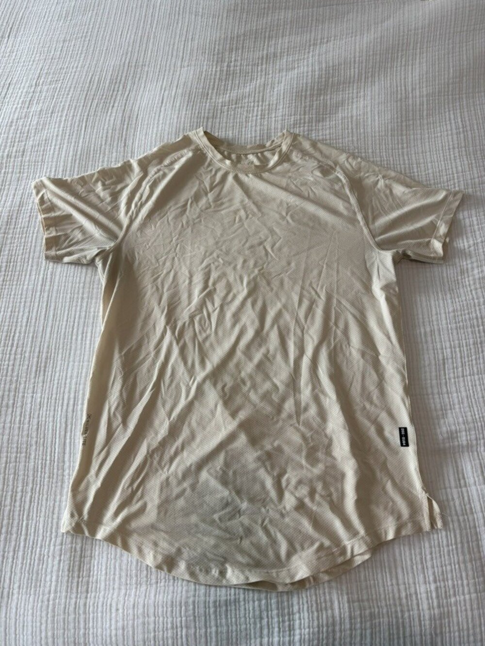 ASRV Silver-Lite Curved Hem Performance Tee Ivory Cream Men's L DSG-0164